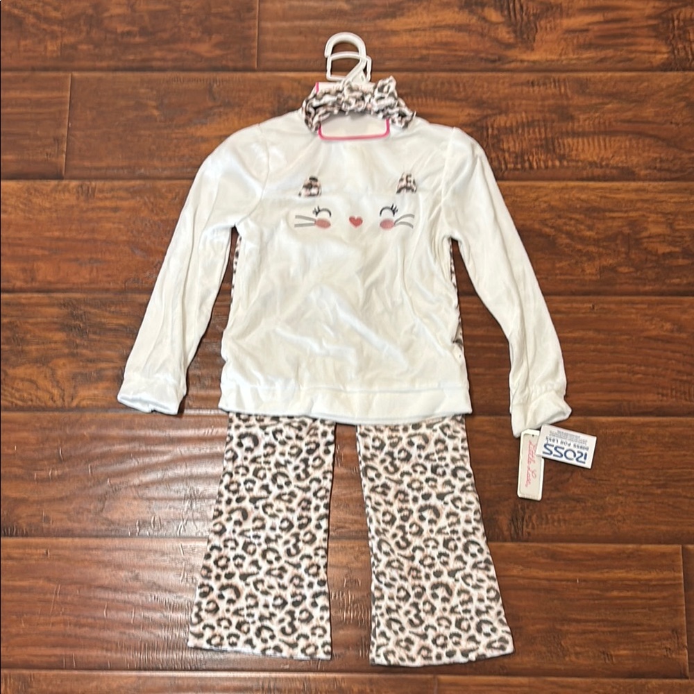 Little Lass White and Brown Animal Print Pajama Set
